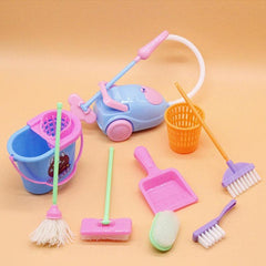 Princess Dollhouse Cleaning Kit 9pcs Mini Doll Accessories