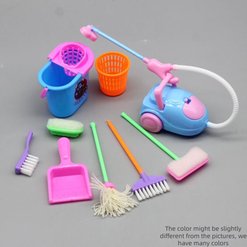 Princess Dollhouse Cleaning Kit 9pcs Mini Doll Accessories