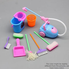 Princess Dollhouse Cleaning Kit 9pcs Mini Doll Accessories