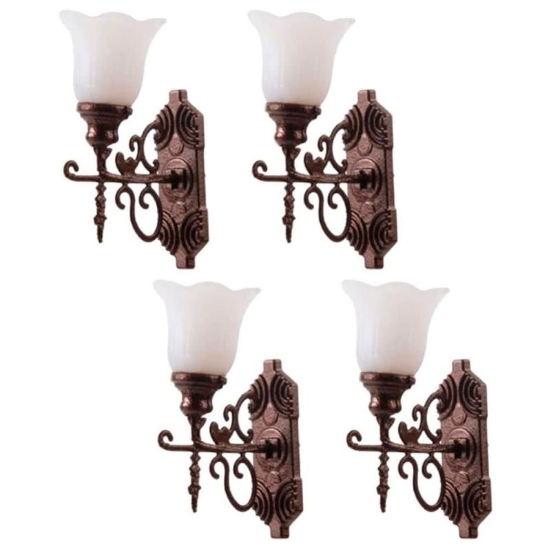 4pcs Dollhouse Mini Wall Lights for Elegant Decor