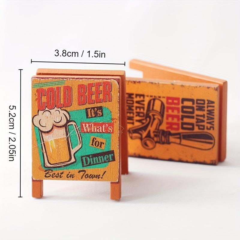 Mini Retro Cafe Signboard Wooden Chalkboard 1:12 Dollhouse Halloween Decor