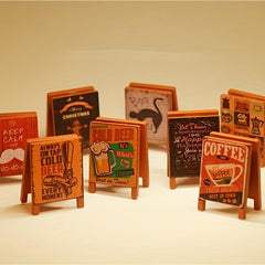 Mini Retro Cafe Signboard Wooden Chalkboard 1:12 Dollhouse Halloween Decor