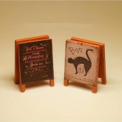 Mini Retro Cafe Signboard Wooden Chalkboard 1:12 Dollhouse Halloween Decor