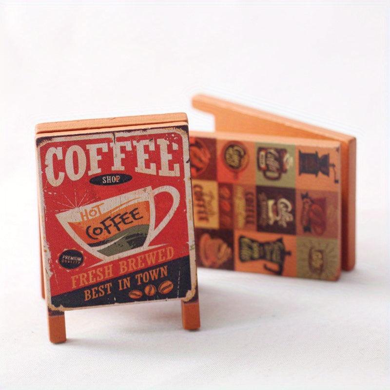 Mini Retro Cafe Signboard Wooden Chalkboard 1:12 Dollhouse Halloween Decor
