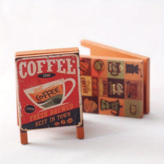 Mini Retro Cafe Signboard Wooden Chalkboard 1:12 Dollhouse Halloween Decor