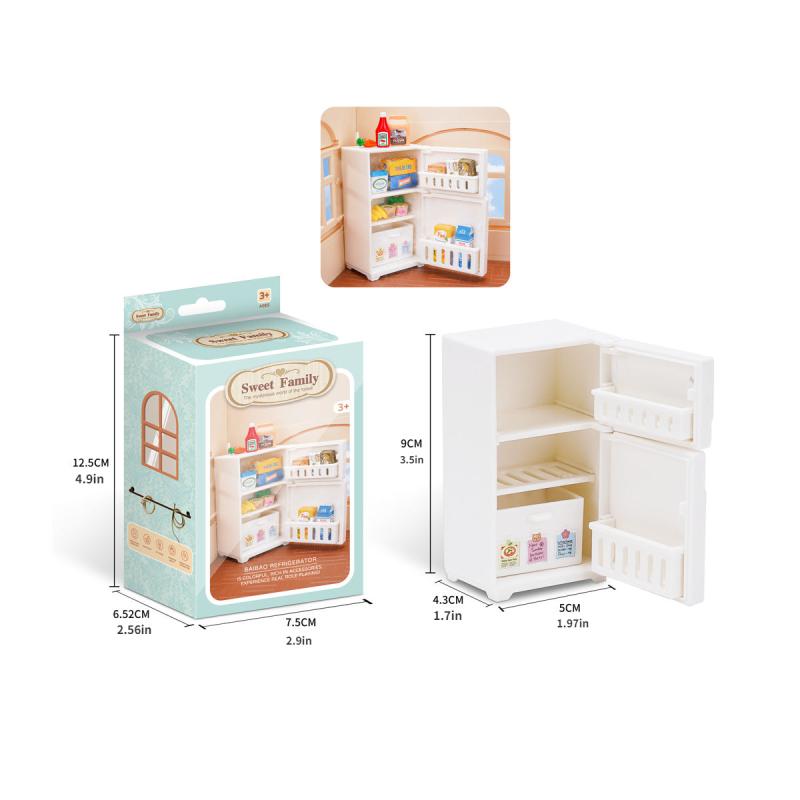 Doll House Mini Furniture Kitchen Play House Toys Pink Refrigerator