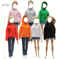 Sweatshirt Doll Clothes 1 6 Doll Accessories Solid Loose Hooded Sweater
