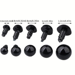 200pcs 6-12mm Plastic Safety Eyes for Dolls Toy Crafts Plush DIY