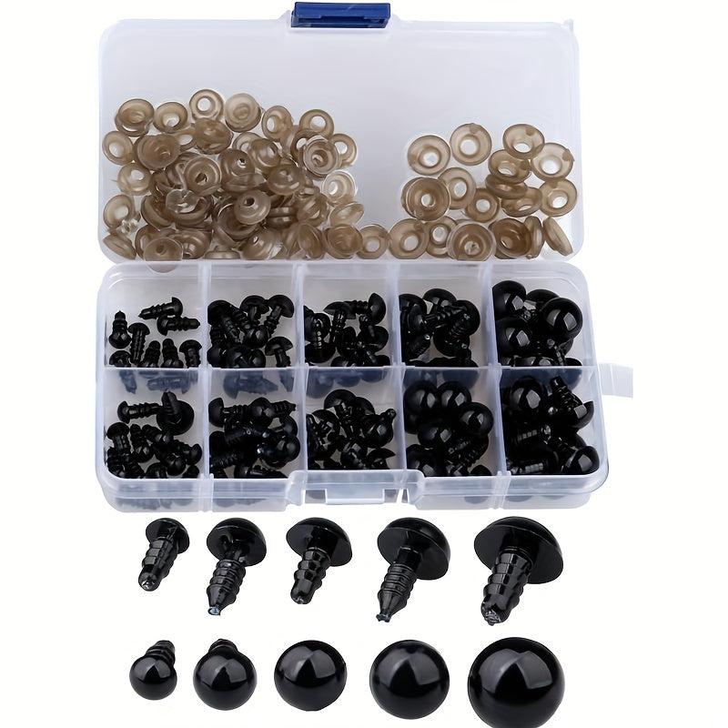 200pcs 6-12mm Plastic Safety Eyes for Dolls Toy Crafts Plush DIY