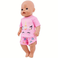 18'' Girl Doll Summer Short Sleeve Pajamas & Shorts Set