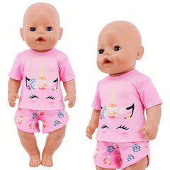 18'' Girl Doll Summer Short Sleeve Pajamas & Shorts Set