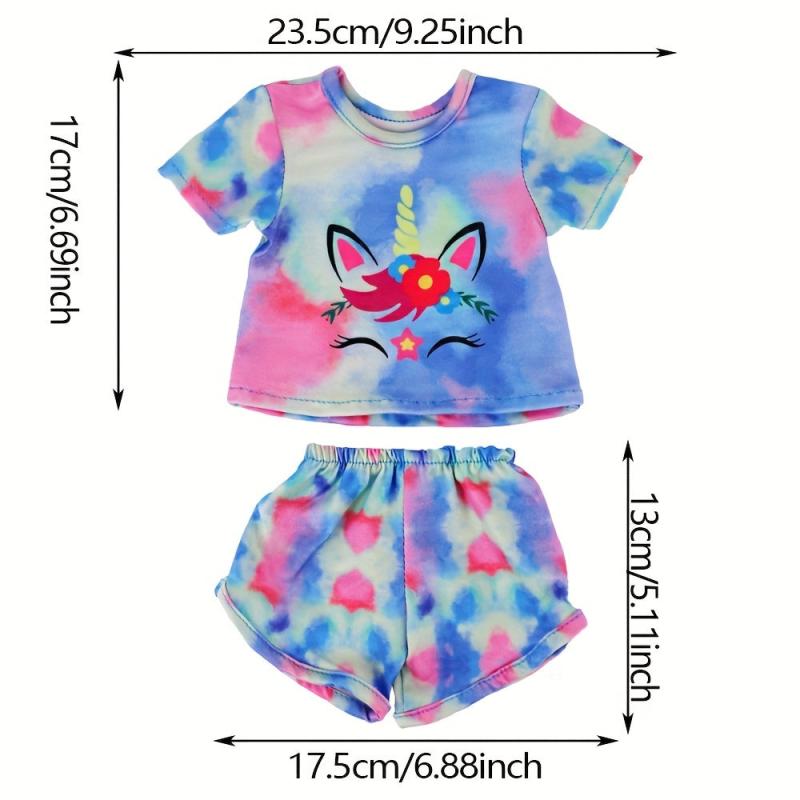 18'' Girl Doll Summer Short Sleeve Pajamas & Shorts Set