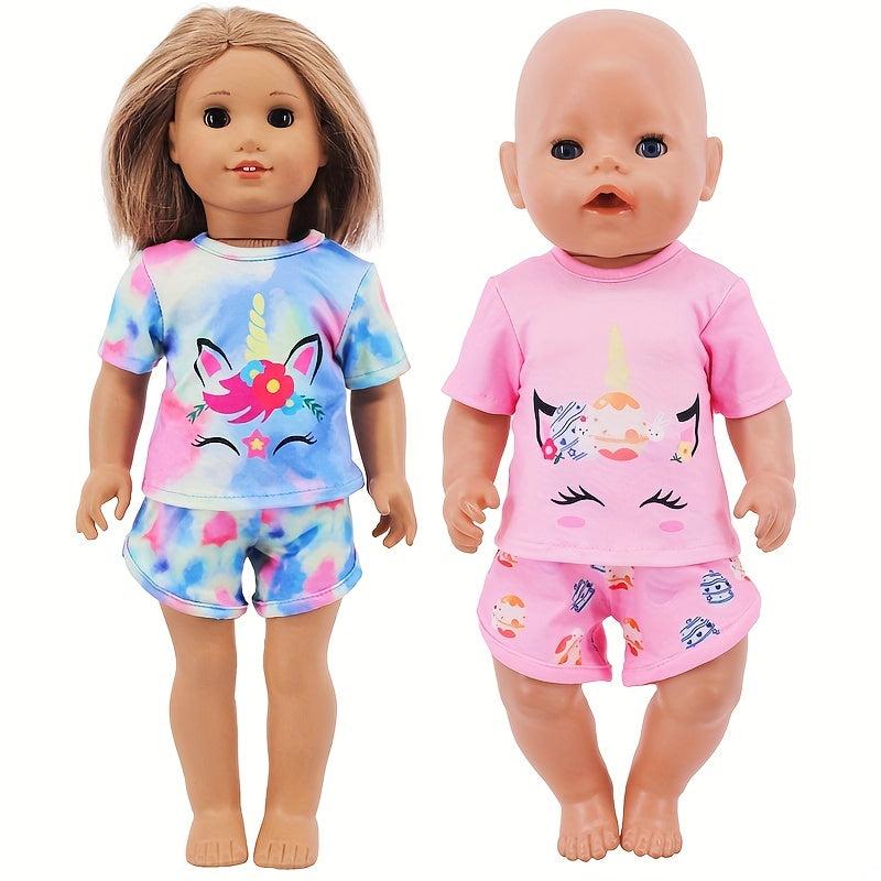18'' Girl Doll Summer Short Sleeve Pajamas & Shorts Set