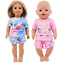18'' Girl Doll Summer Short Sleeve Pajamas & Shorts Set
