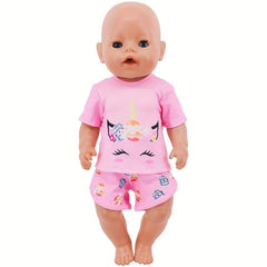 18'' Girl Doll Summer Short Sleeve Pajamas & Shorts Set