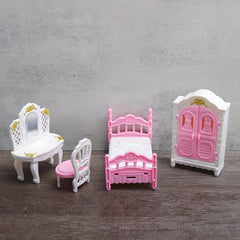 12 Piece Doll House Furniture Set - Bedroom Living Room & Bathroom Accessories
