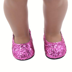 45 72 cm Doll Glitter Shoes Set for Dress Up, Bling Shoes for Girls