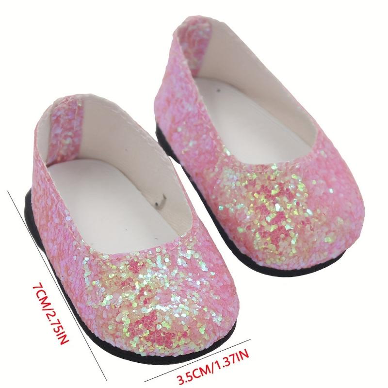 45 72 cm Doll Glitter Shoes Set for Dress Up, Bling Shoes for Girls