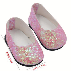 45 72 cm Doll Glitter Shoes Set for Dress Up, Bling Shoes for Girls
