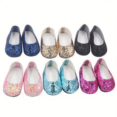 45 72 cm Doll Glitter Shoes Set for Dress Up, Bling Shoes for Girls