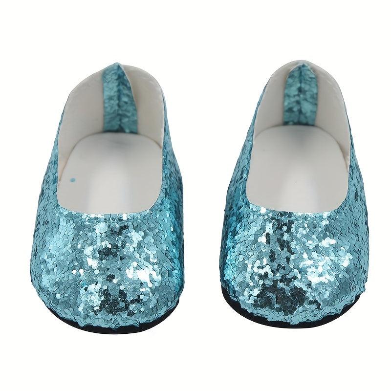 45 72 cm Doll Glitter Shoes Set for Dress Up, Bling Shoes for Girls