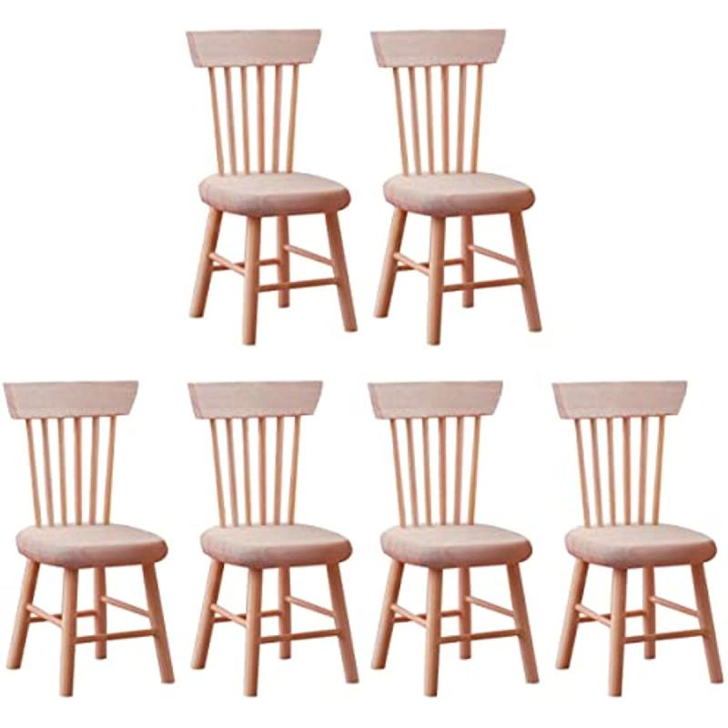 2pcs 1:12 Scale Wooden Dollhouse Chairs for Dollhouse & Garden Photography