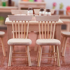 2pcs 1:12 Scale Wooden Dollhouse Chairs for Dollhouse & Garden Photography