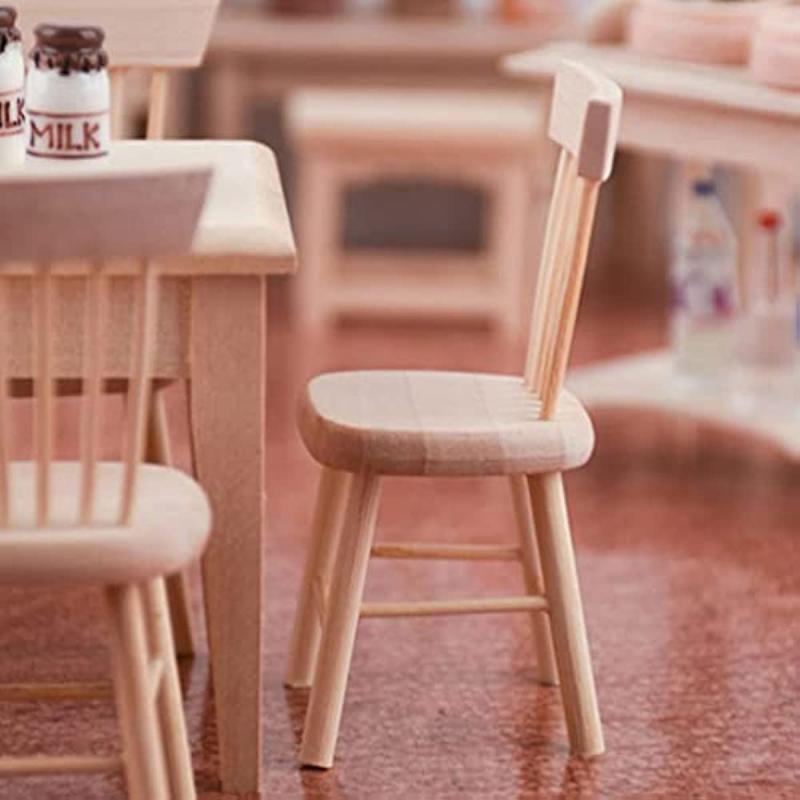 2pcs 1:12 Scale Wooden Dollhouse Chairs for Dollhouse & Garden Photography