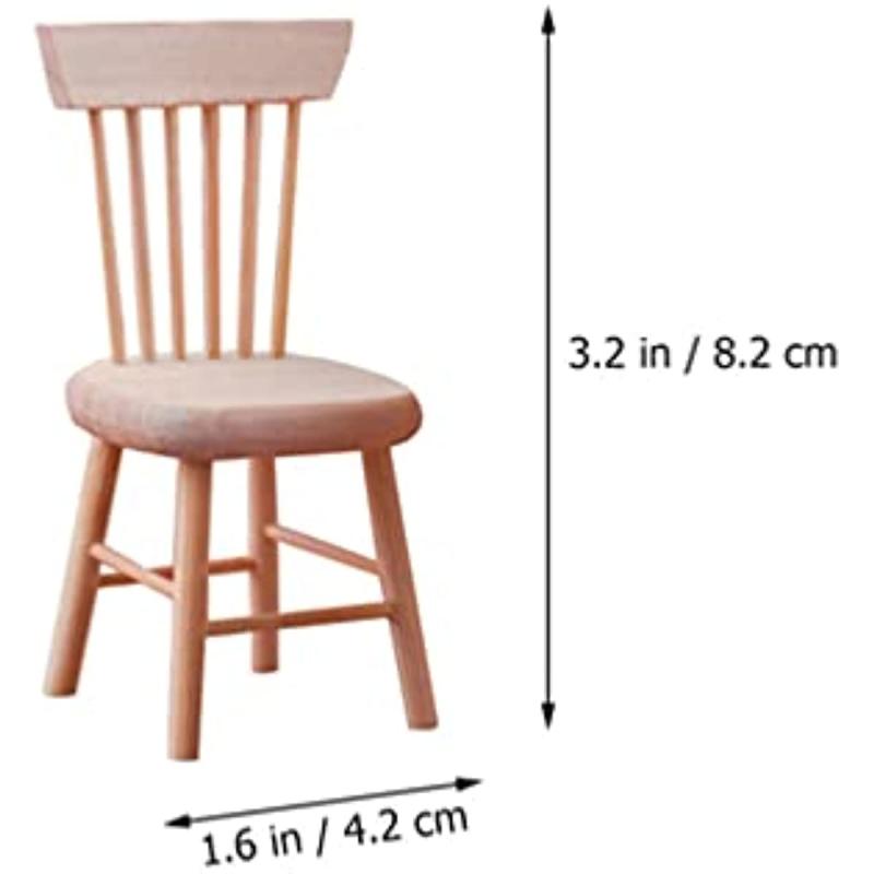 2pcs 1:12 Scale Wooden Dollhouse Chairs for Dollhouse & Garden Photography