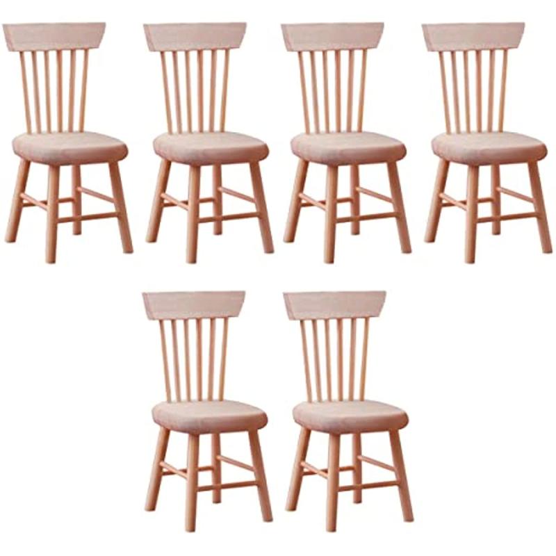 2pcs 1:12 Scale Wooden Dollhouse Chairs for Dollhouse & Garden Photography