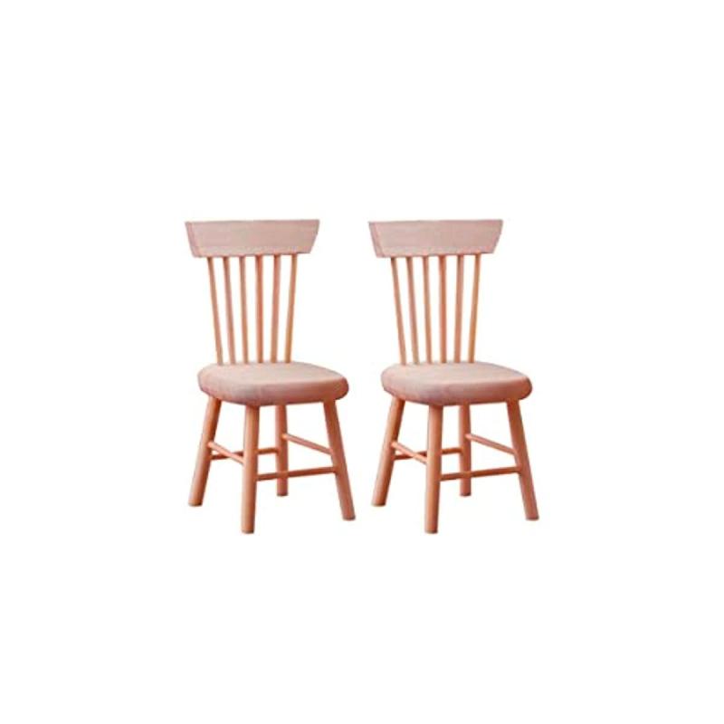 2pcs 1:12 Scale Wooden Dollhouse Chairs for Dollhouse & Garden Photography