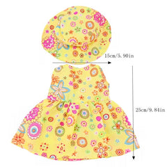 Yellow Flower Dress With Hats Doll Clothes Outfits Fit For American 18 Inch Doll