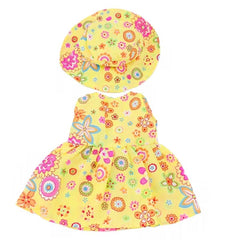 Yellow Flower Dress With Hats Doll Clothes Outfits Fit For American 18 Inch Doll