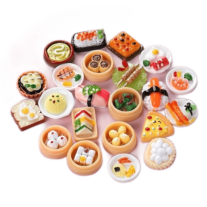 45pcs Dollhouse Food & Drinks Bottles for Pretend Play Kitchen Grocery