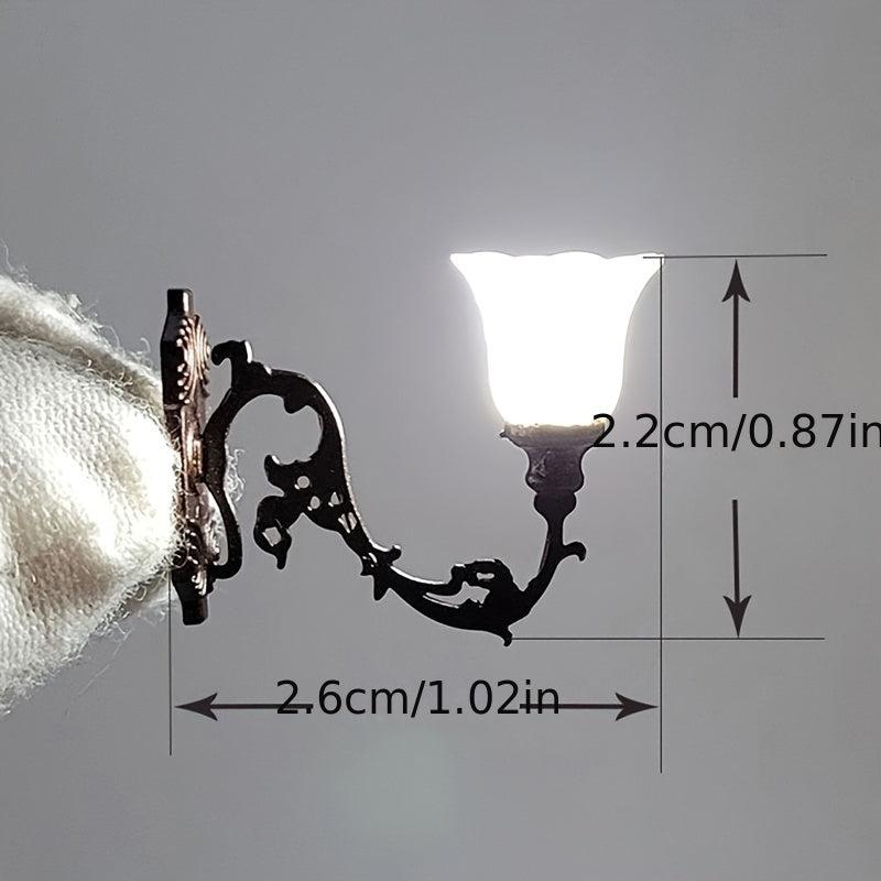 1:12 Scale Flower Wall Lamp Model for Dollhouse Decor with LED Light