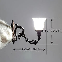 1:12 Scale Flower Wall Lamp Model for Dollhouse Decor with LED Light