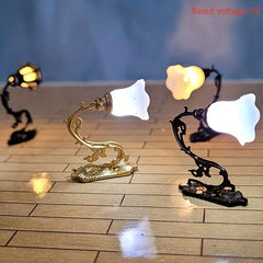 1:12 Scale Flower Wall Lamp Model for Dollhouse Decor with LED Light