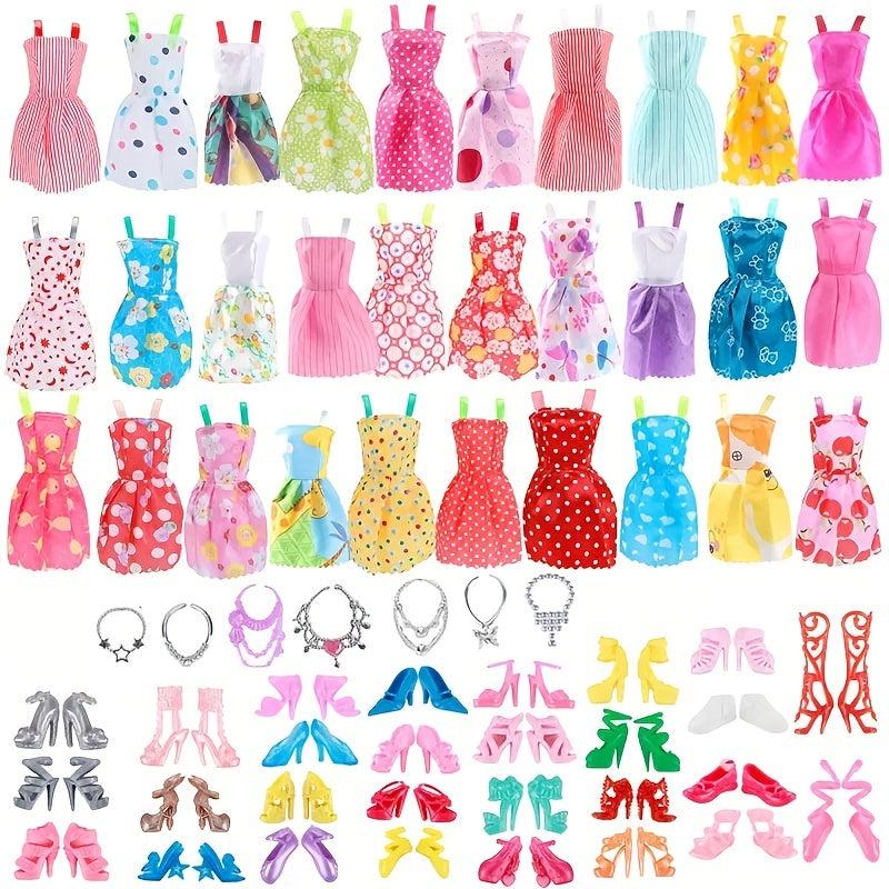 26pcs Mixed Style Mini Skirts, Necklace, Shoes Doll Accessories Set