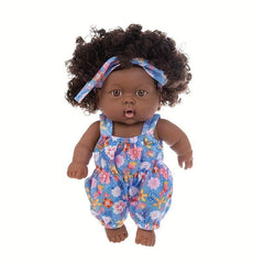 8in Curly Vinyl Doll Toy w/ Matching Clothes