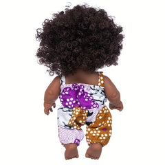 8in Curly Vinyl Doll Toy w/ Matching Clothes