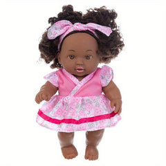 8in Curly Vinyl Doll Toy w/ Matching Clothes