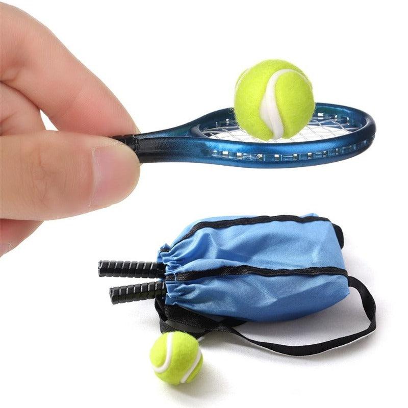 Doll Tennis Racket Racquet Ball Bag Photo Props DIY Dollhouse Accessories