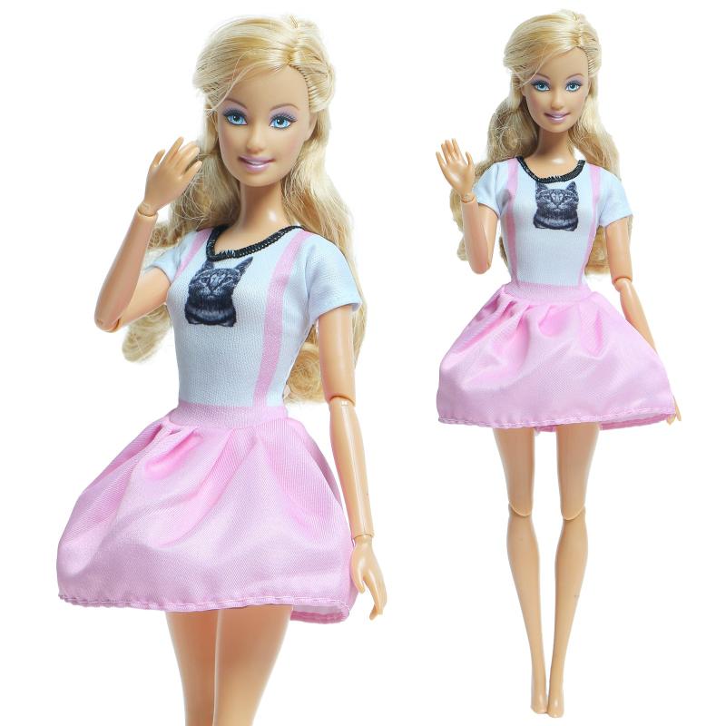Colorful Fur Coat Pink Cat Mini Gown Skirt Daily Outfit for Doll