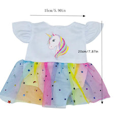 Unicorn Pattern Rainbow Sequin Yarn Dress Doll Clothes Accessories