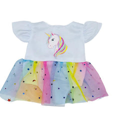 Unicorn Pattern Rainbow Sequin Yarn Dress Doll Clothes Accessories