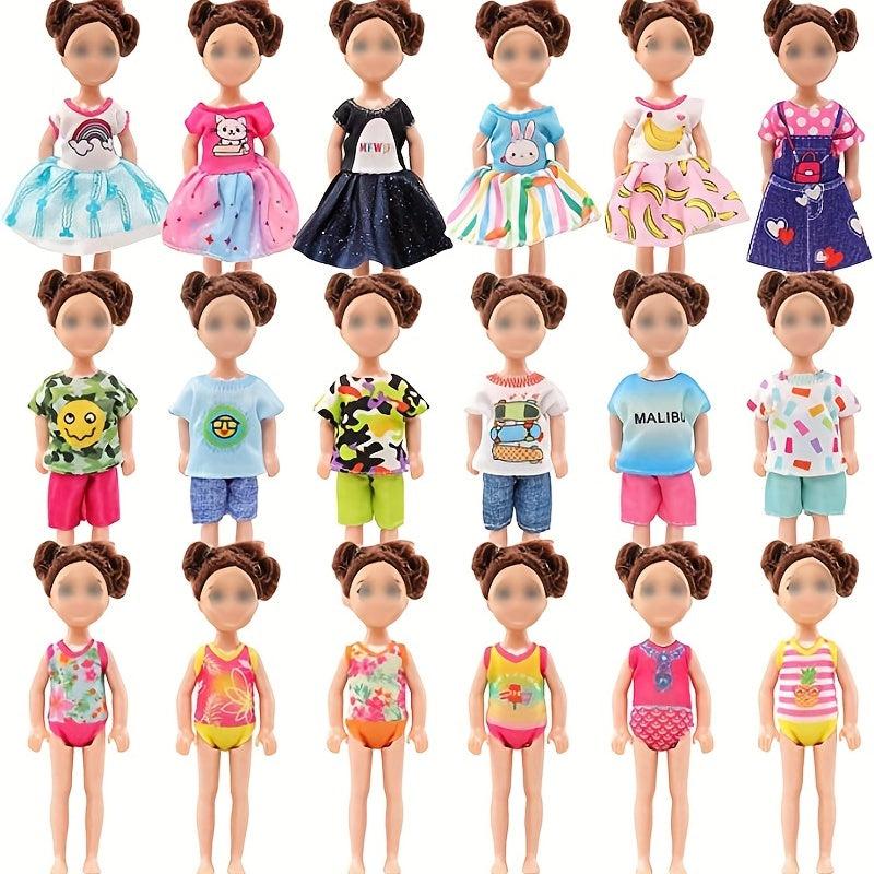 20pcs 15-24cm Chelsea Girl Doll Clothes Set - Colorful Dresses & Accessories