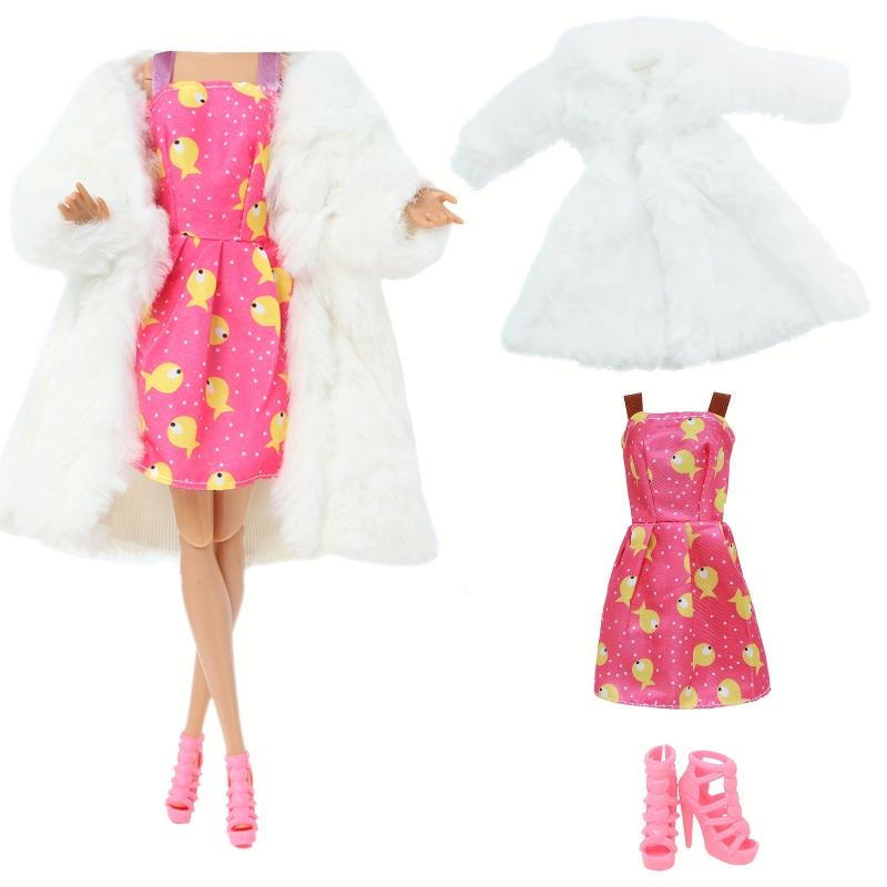 Winter Doll Clothes Set: Coat, Skirt, Shoes