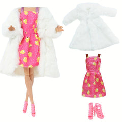 Winter Doll Clothes Set: Coat, Skirt, Shoes