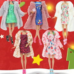Winter Doll Clothes Set: Coat, Skirt, Shoes