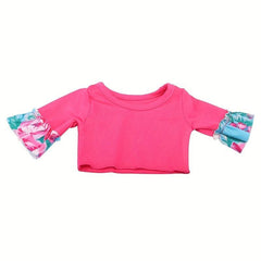 18 inch Doll Rose Red Top and Rose Print Trousers Suit Set